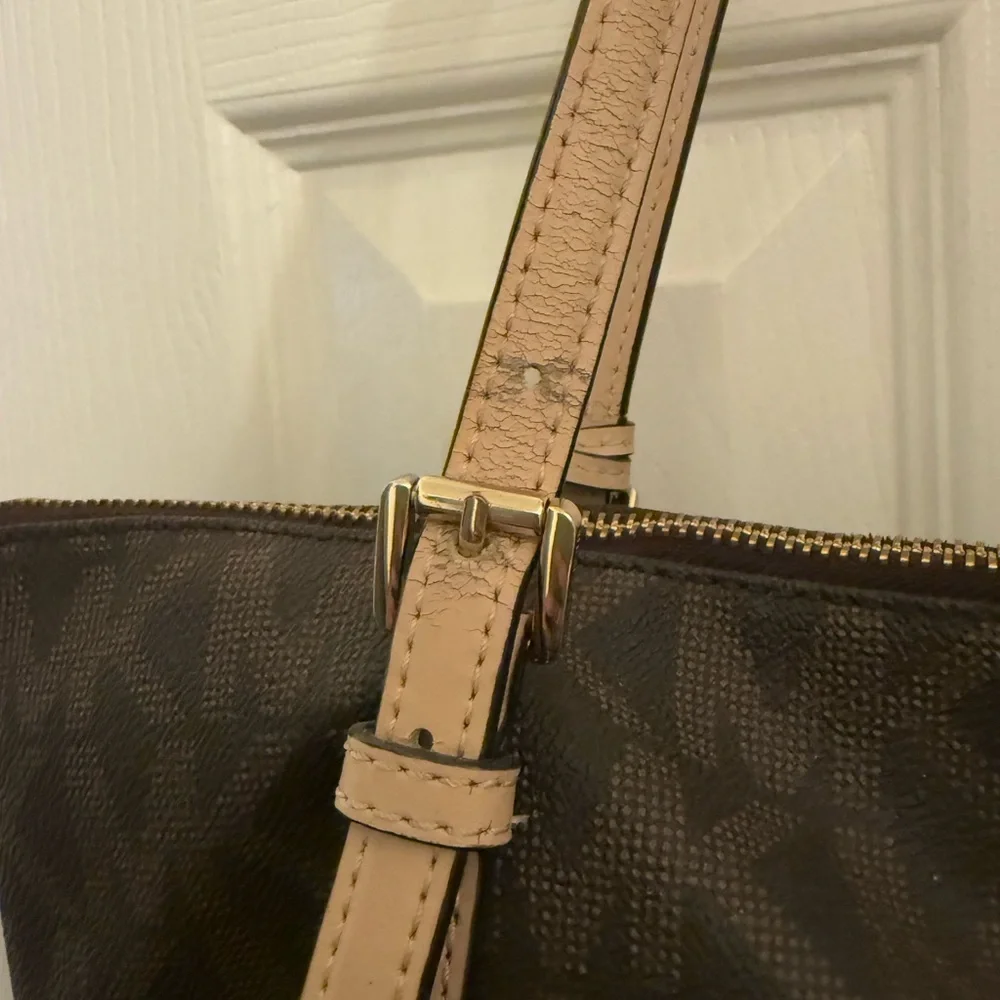 Michael Kors Brown Signature Tote with Leather Accents